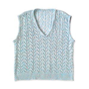 Vintage Knit Sweater V Neck Vest Scandi Copenhagen Coastal Grandma Cottagecore